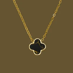 Black-Gold Clover Kette | 18K vergoldet