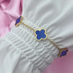 Blue Clover Armband | 18K vergoldet