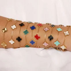 Blue Clover Armband | 18K vergoldet