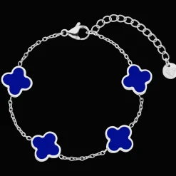 Blue Clover Armband | 18K vergoldet