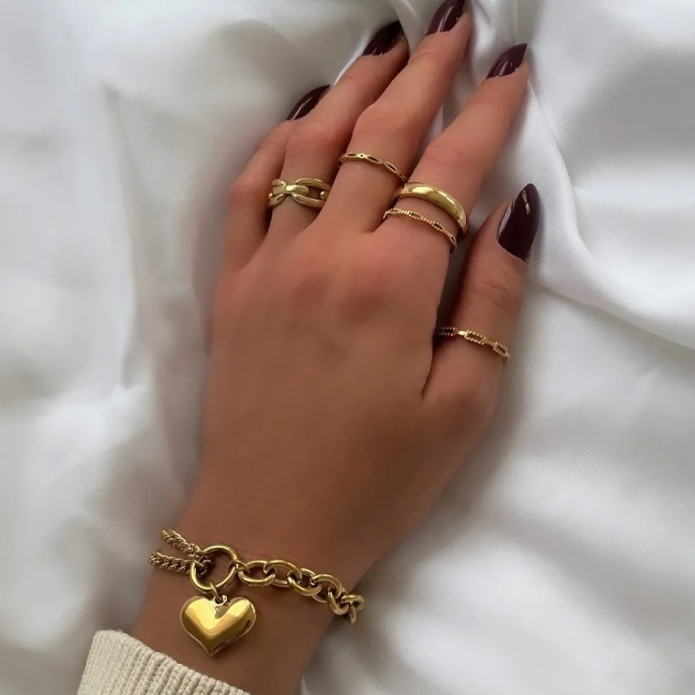 Chunky Heart Armband | 18K vergoldet