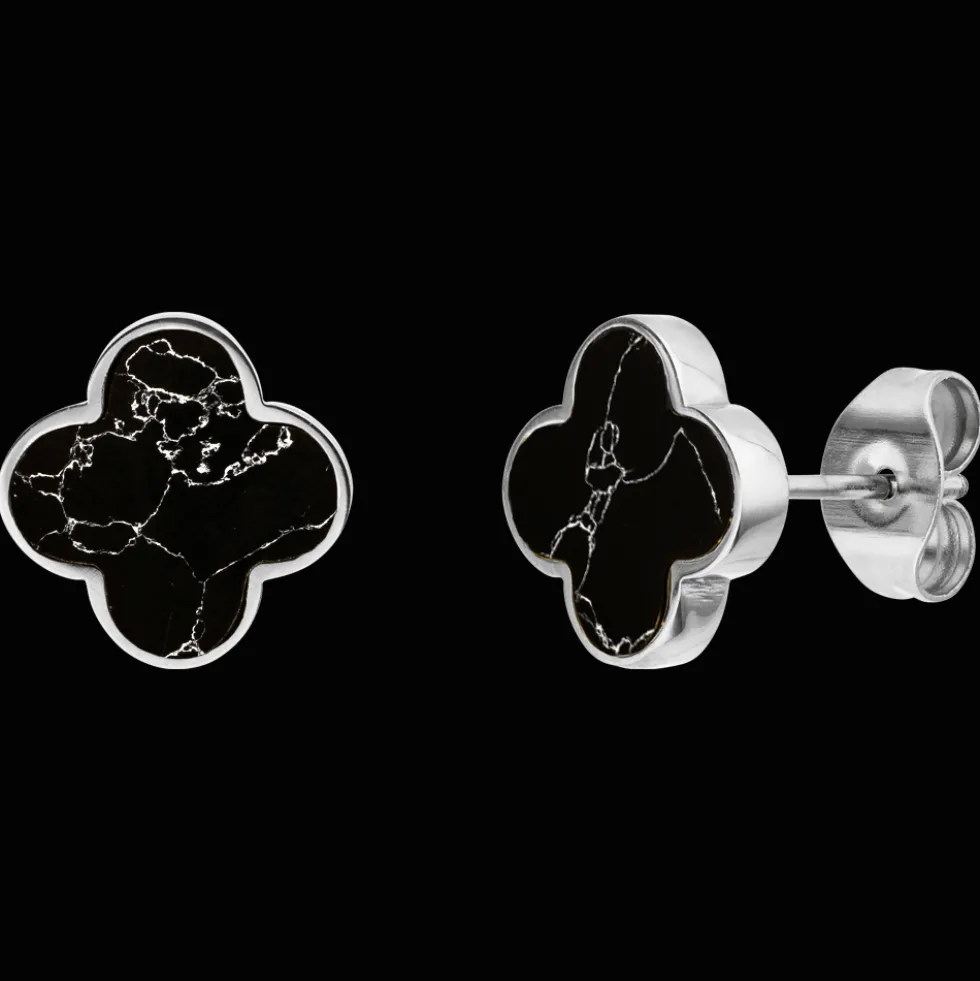 Clover Marmor Ohrstecker | 18K vergoldet