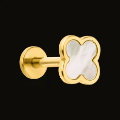 Clover Perlmutt Piercing | 18K vergoldet