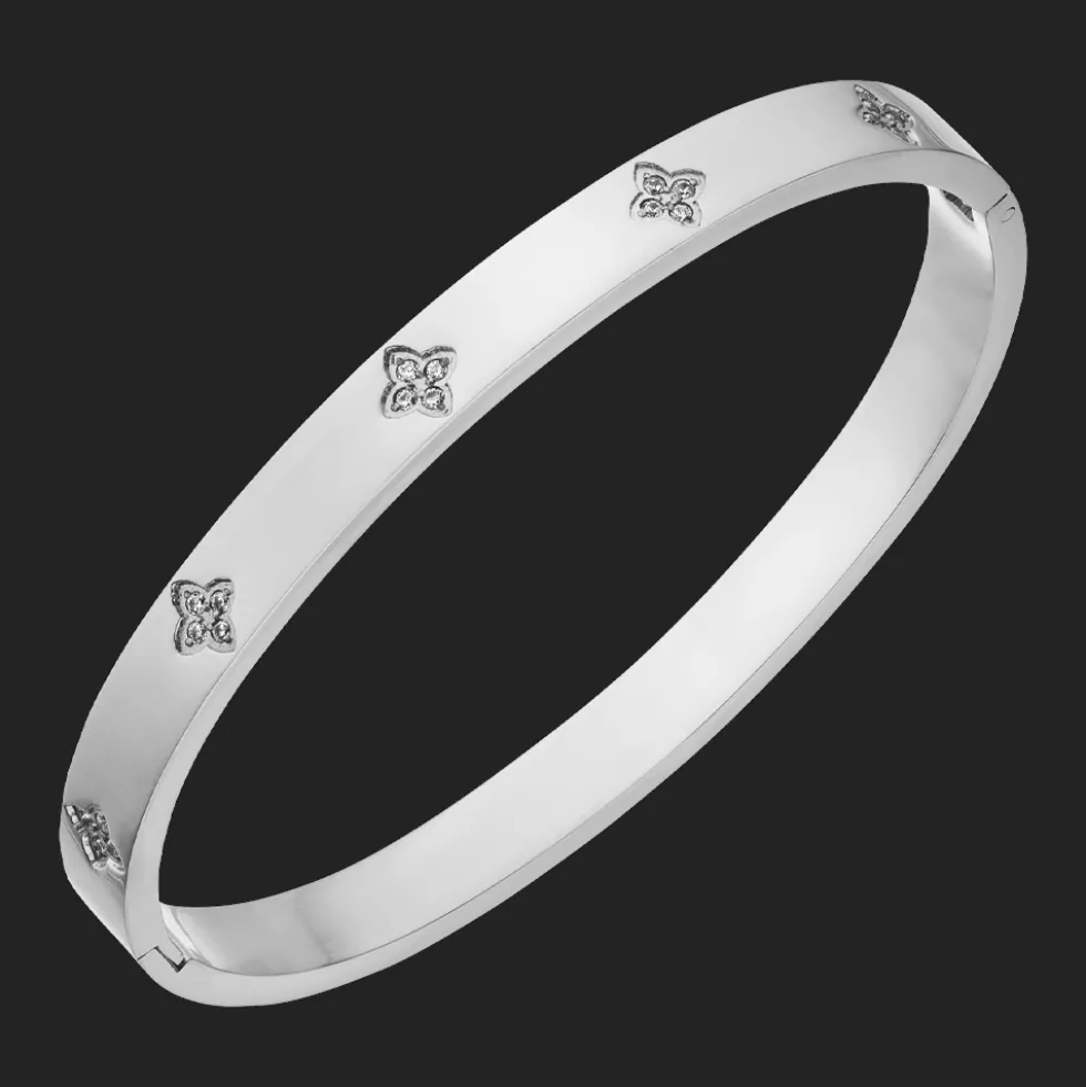 Clover Stone Armreif | 18K vergoldet