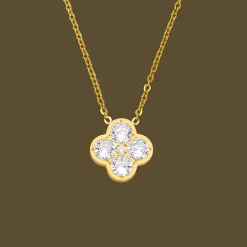 Crystal Clover Kette | 18K vergoldet