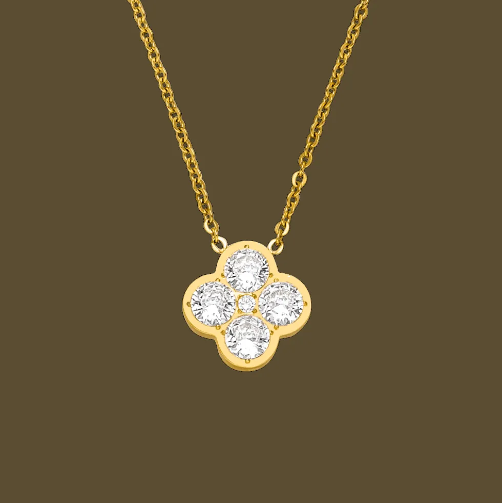 Crystal Clover Kette | 18K vergoldet