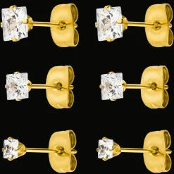 Cube Stones Ohrstecker Set | 18K vergoldet