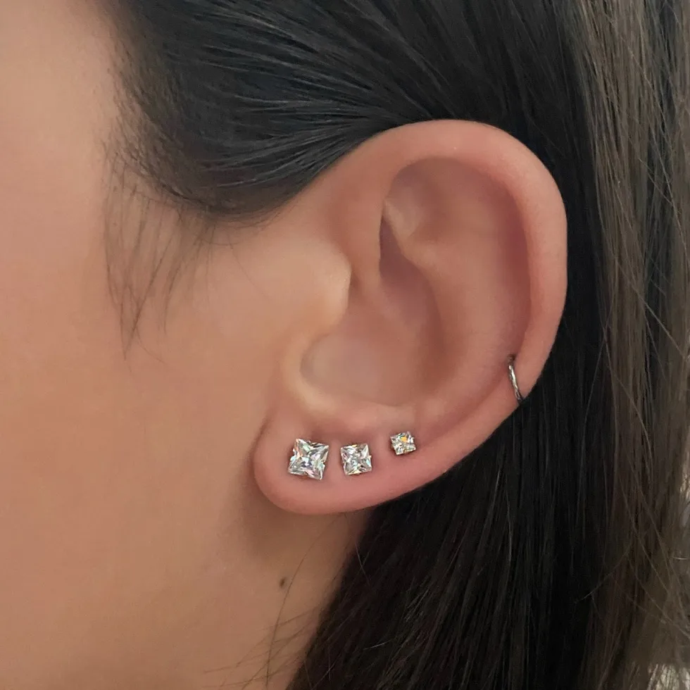 Cube Stones Ohrstecker Set | 18K vergoldet