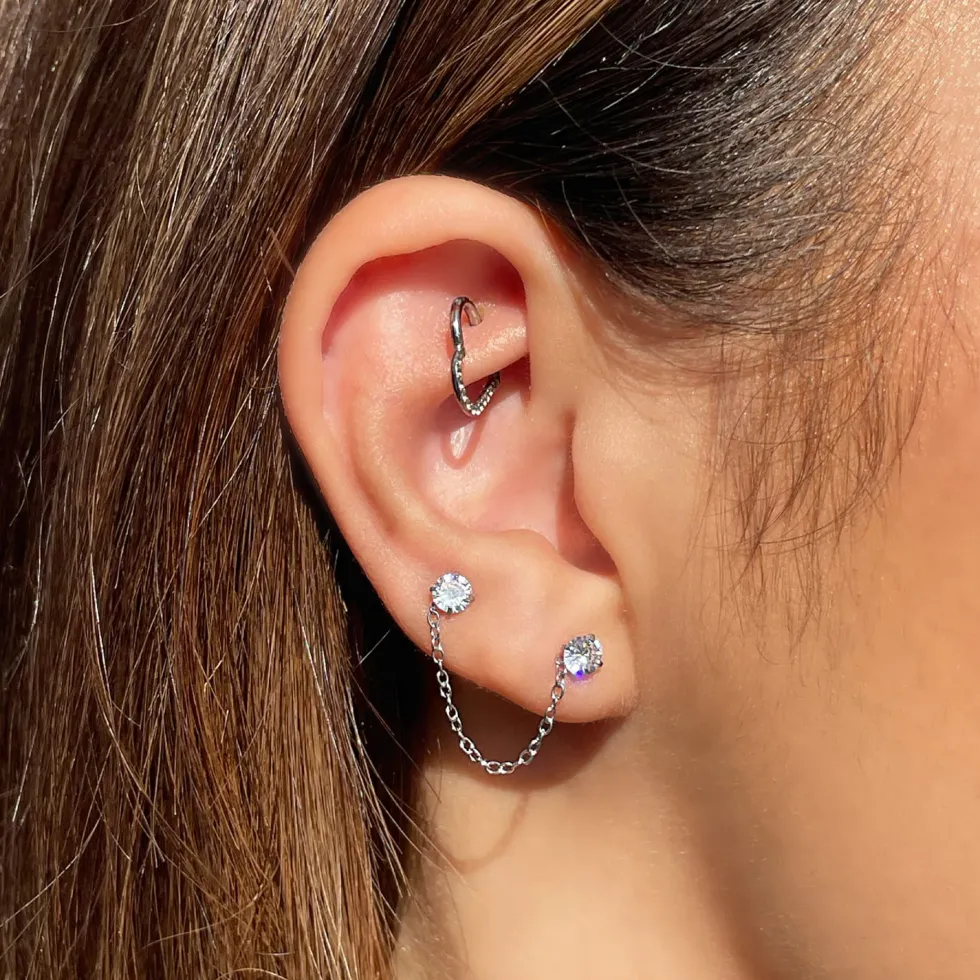 Double Bright Ohrkette | 18K vergoldet