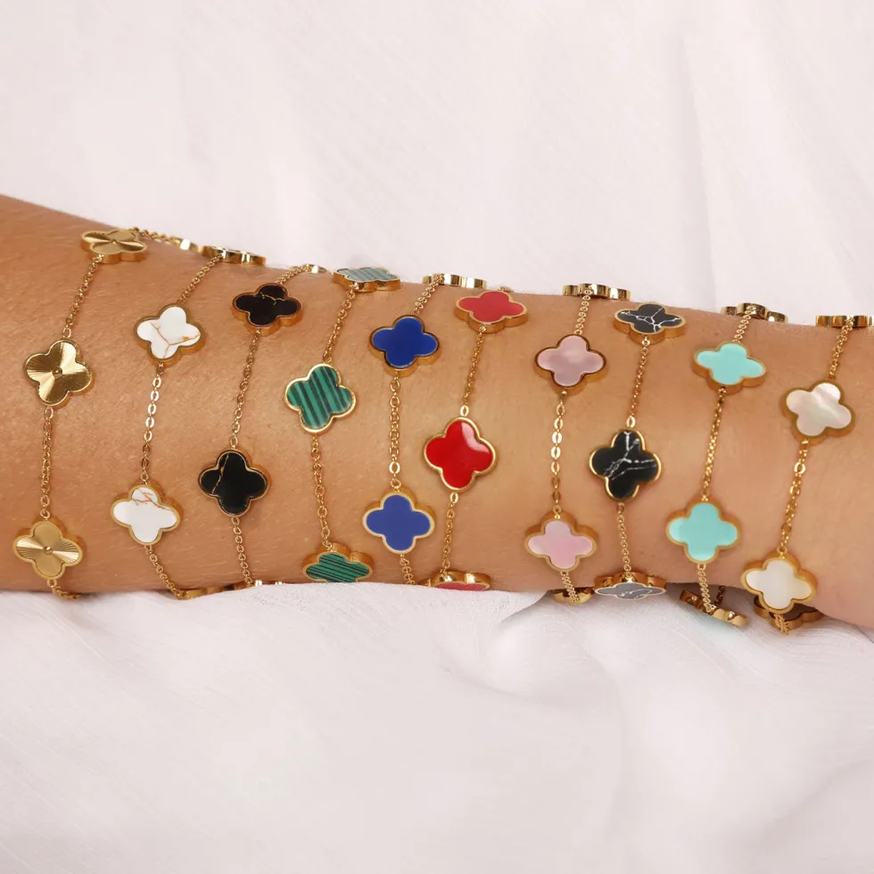 Green Clover Armband | 18K vergoldet