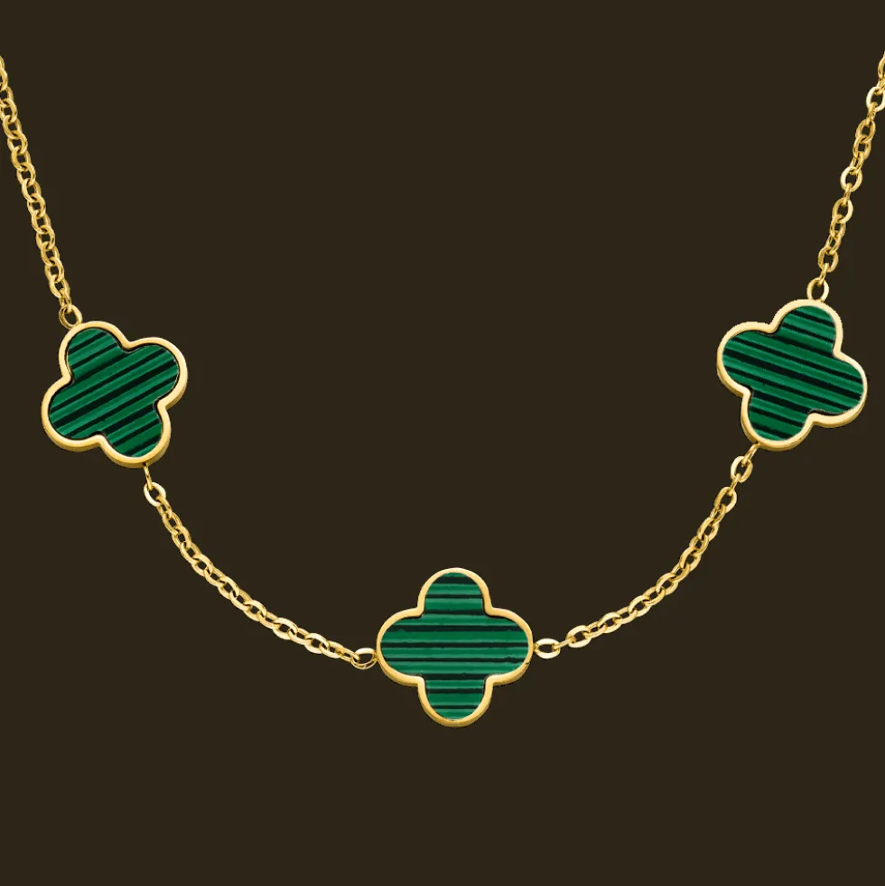 Green Clover Kette | 18K vergoldet