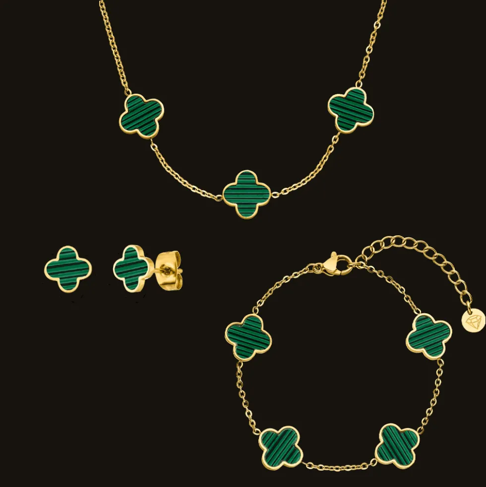 Green Clover Set | 18K vergoldet