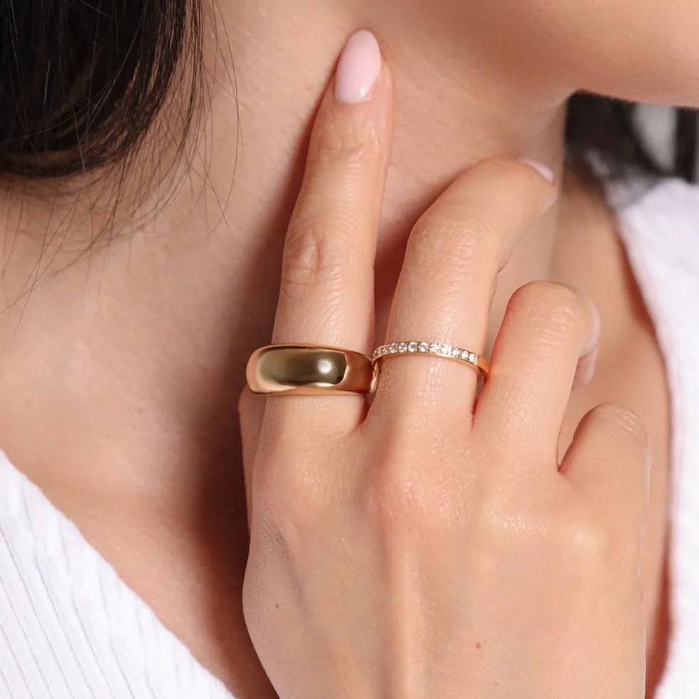 Half Shine Ring | 18K vergoldet