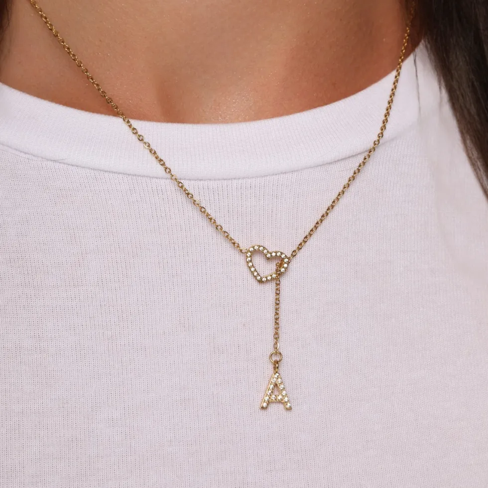 Heart Letter Halskette | 18K vergoldet