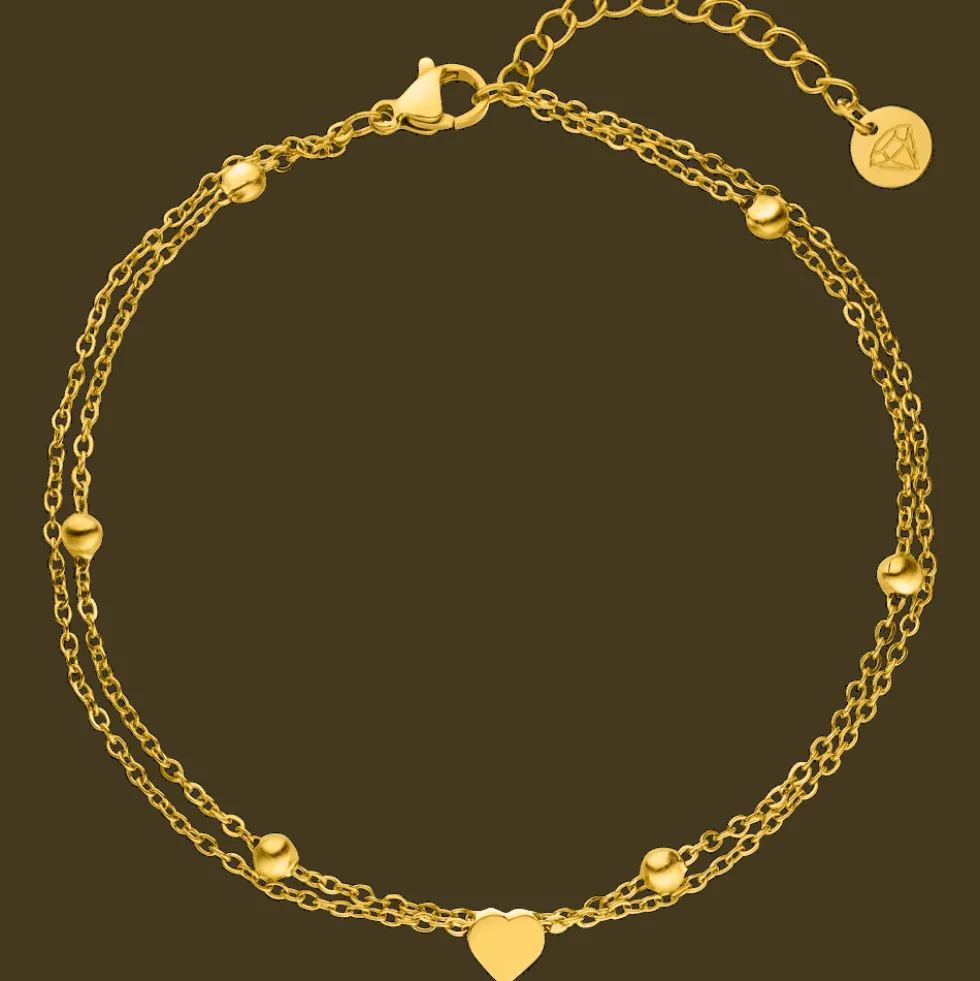 Heartbeat Fußkette | 18K vergoldet
