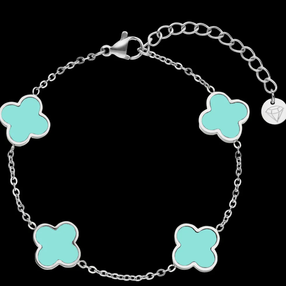 Ice Blue Clover Armband | 18K vergoldet