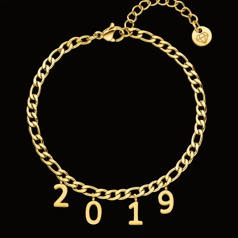 Jahreszahl Armband | 18K vergoldet