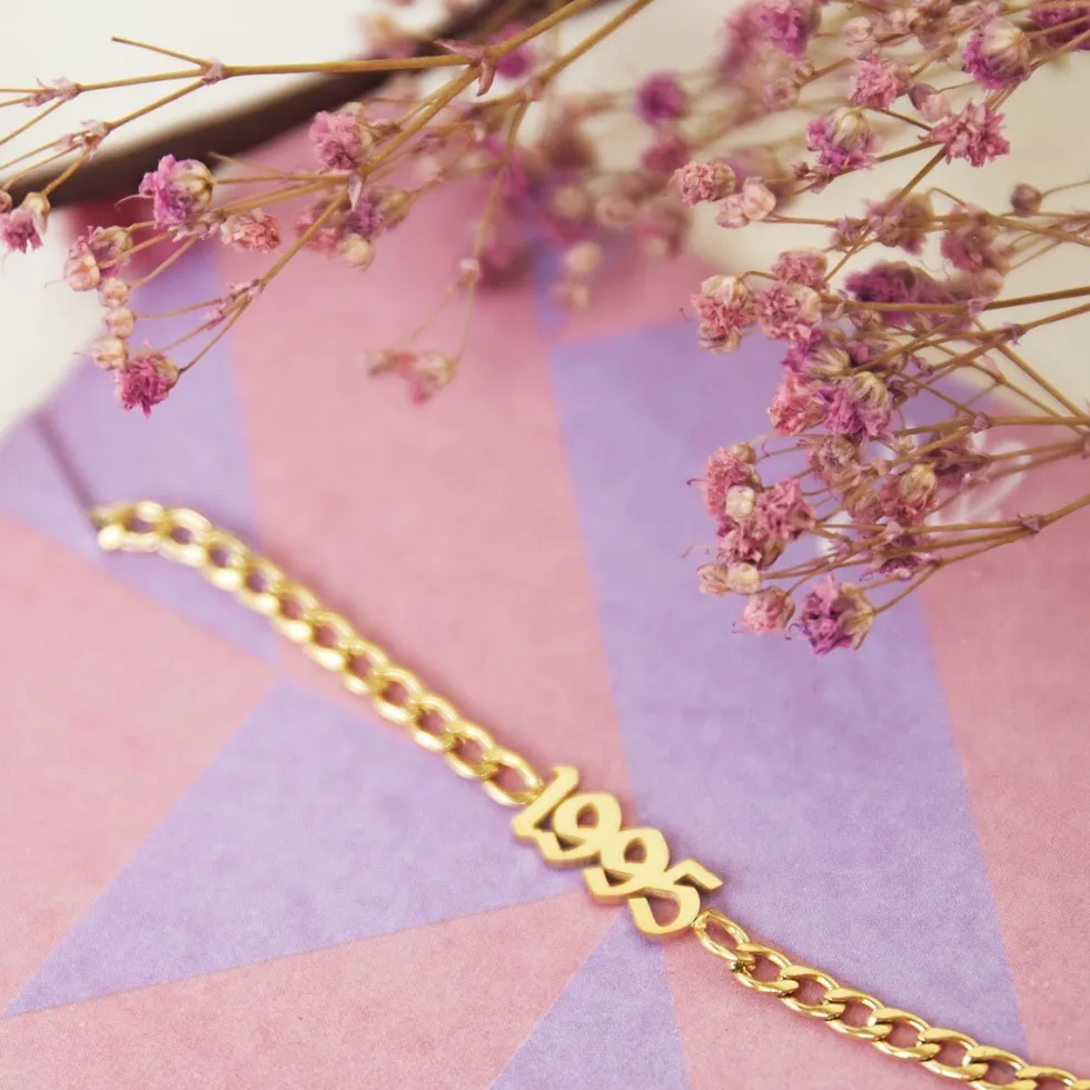 Jahreszahl Armband | 18K vergoldet