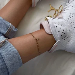 Letter Fußkette | 18K vergoldet