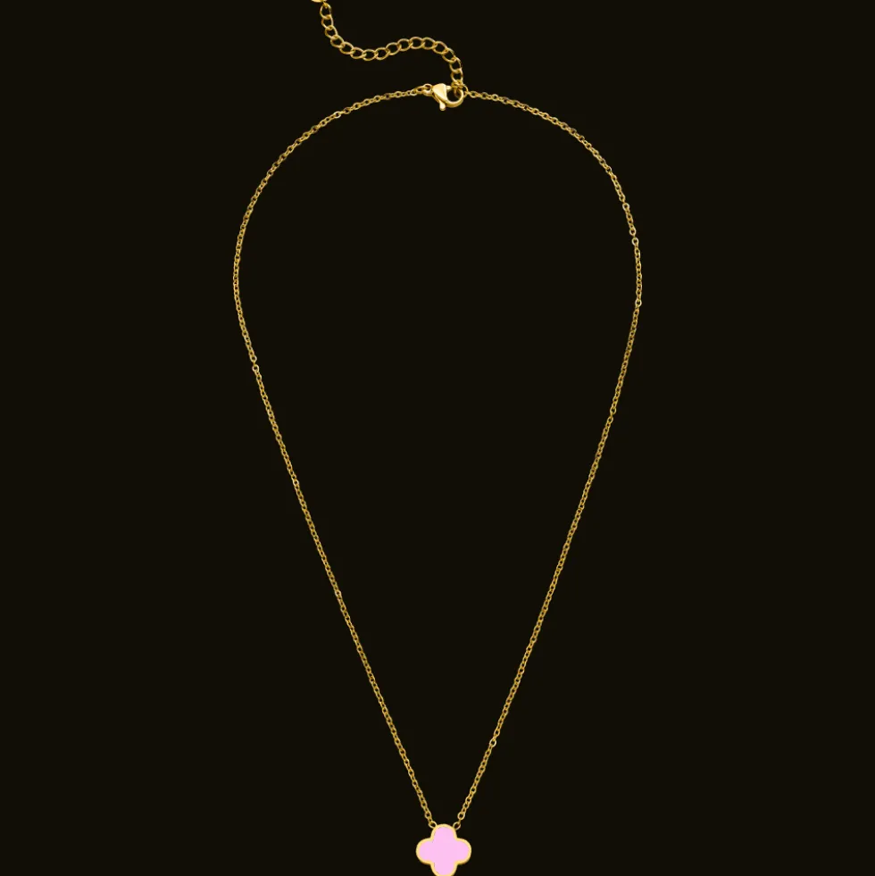 Pink Clover Kette | 18K vergoldet