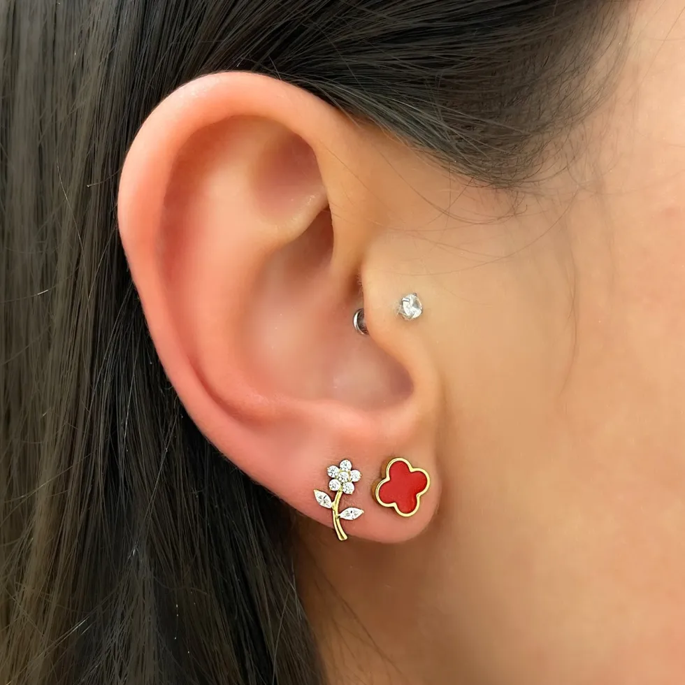 Red Clover Ohrstecker | 18K vergoldet