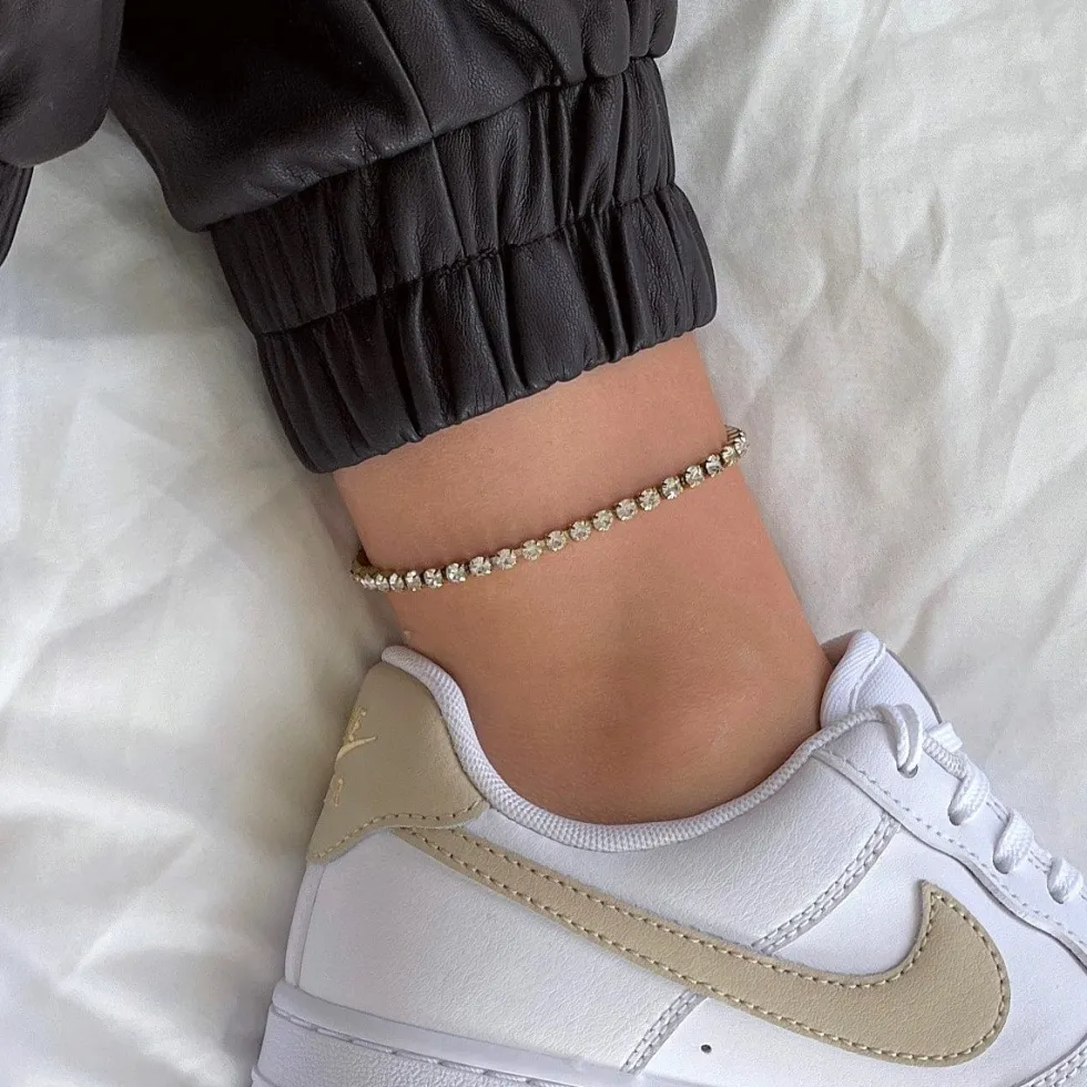 Tennis Fußkette | 18K vergoldet