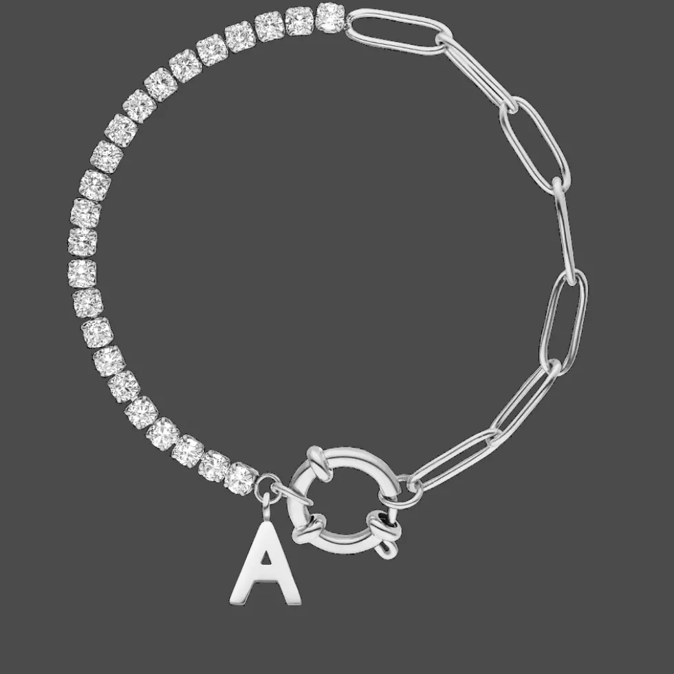 Tennis Letter Armband | 18K vergoldet