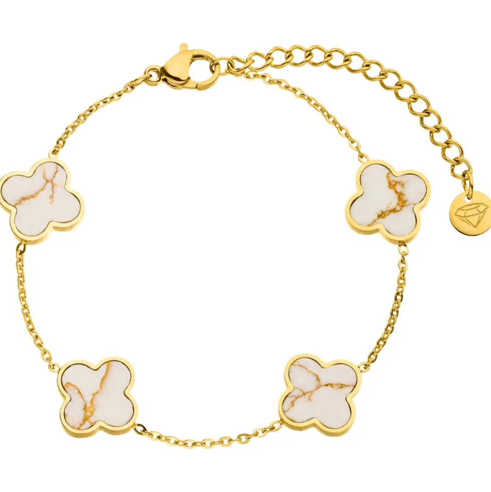 White-Gold Clover Armband | 18K vergoldet
