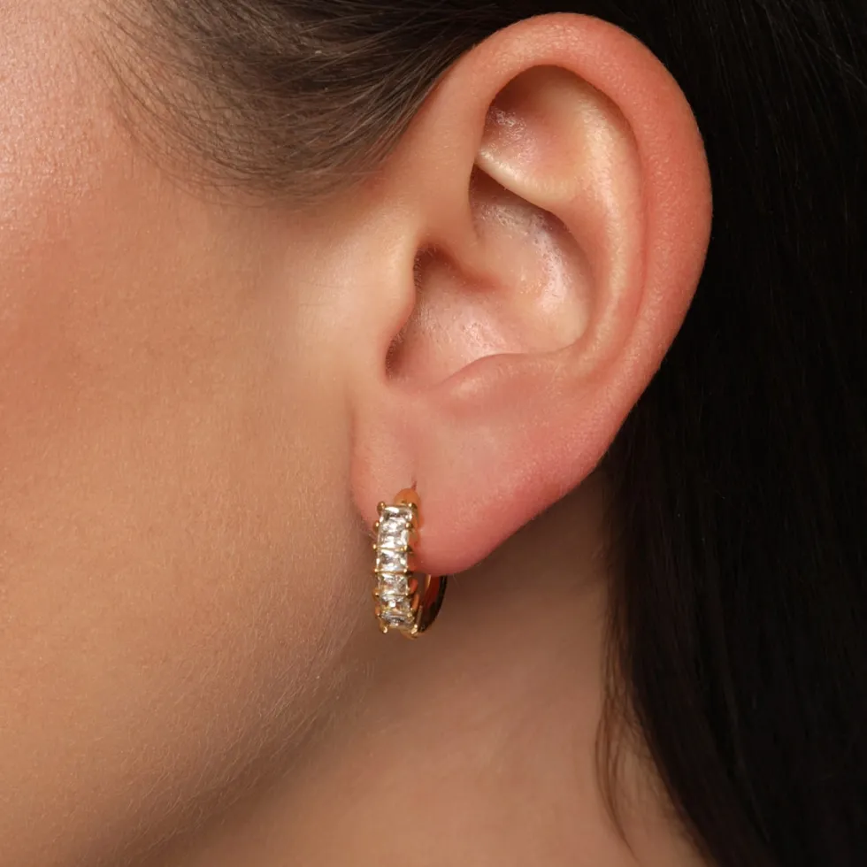 Zircon Hoop Ohrringe | 18K vergoldet